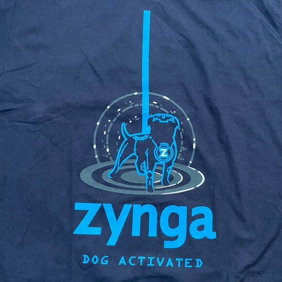 NEW RARE Zynga T-shirt Blue *DOG ACTIVATED* Glow In The Dark Sz L - Picture 8 of 12